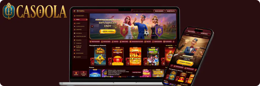 Lobby de juegos con más de 9000 títulos en pantalla principal